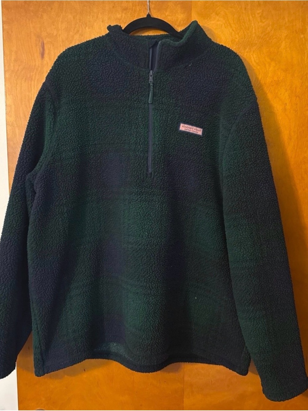 Vineyard Vines Dark Green Teddy Fleece Quarter-Zip Jacket